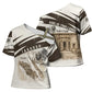 Taharqa Cross Shoulder Shirt with Ancient Map Illustration, King of Two Lands Title and Kush Egypt Temple - African Pride