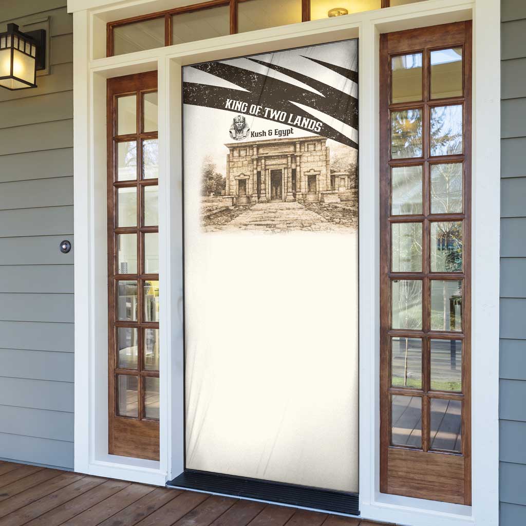 Taharqa Door Cover with Ancient Map Illustration, King of Two Lands Title and Kush Egypt Temple - African Pride