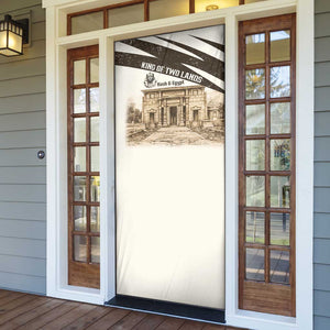 Taharqa Door Cover with Ancient Map Illustration, King of Two Lands Title and Kush Egypt Temple - African Pride