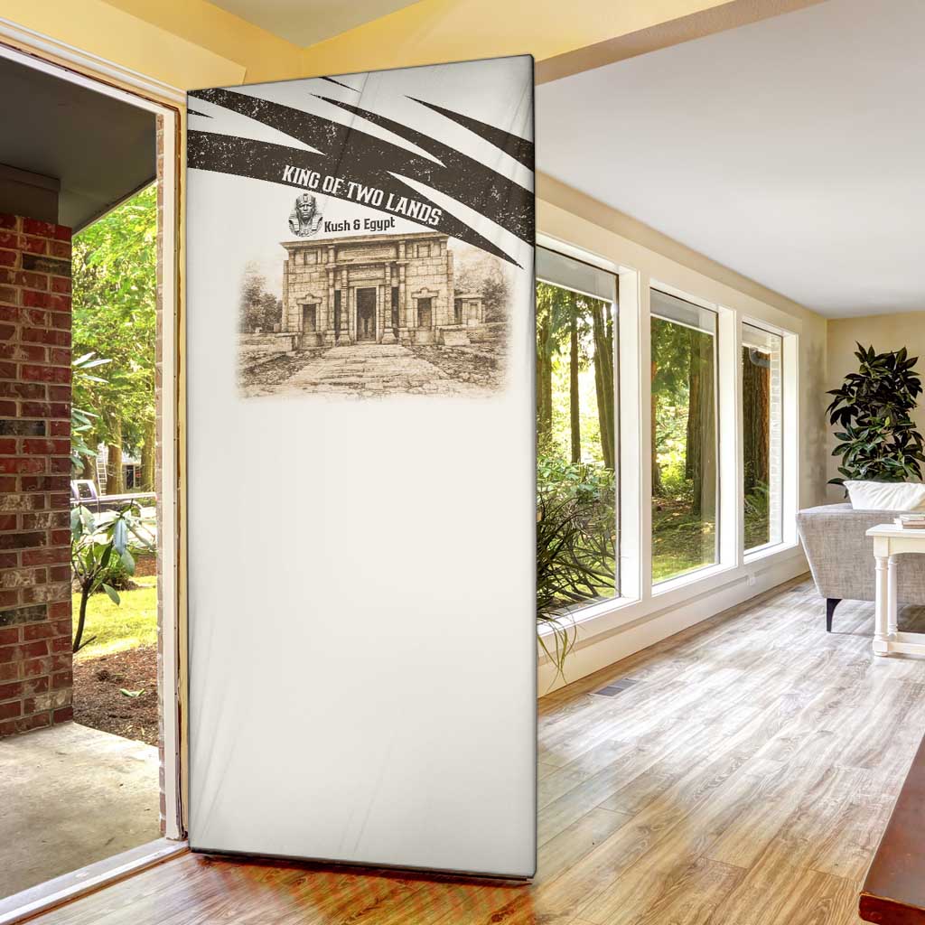 Taharqa Door Cover with Ancient Map Illustration, King of Two Lands Title and Kush Egypt Temple - African Pride