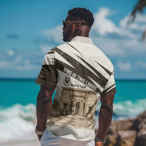 Taharqa Hawaiian Shirt with Ancient Map Illustration, King of Two Lands Title and Kush Egypt Temple - African Pride