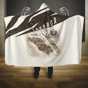 Taharqa Hooded Blanket with Ancient Map Illustration, King of Two Lands Title and Kush Egypt Temple - African Pride