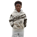Taharqa Kid Hoodie with Ancient Map Illustration, King of Two Lands Title and Kush Egypt Temple - African Pride
