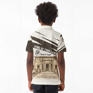 Taharqa Kid Polo Shirt with Ancient Map Illustration, King of Two Lands Title and Kush Egypt Temple - African Pride