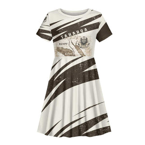 Taharqa Kid Short Sleeve Dress with Ancient Map Illustration, King of Two Lands Title and Kush Egypt Temple - African Pride