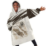 Taharqa Kid Wearable Blanket Hoodie with Ancient Map Illustration, King of Two Lands Title and Kush Egypt Temple - African Pride