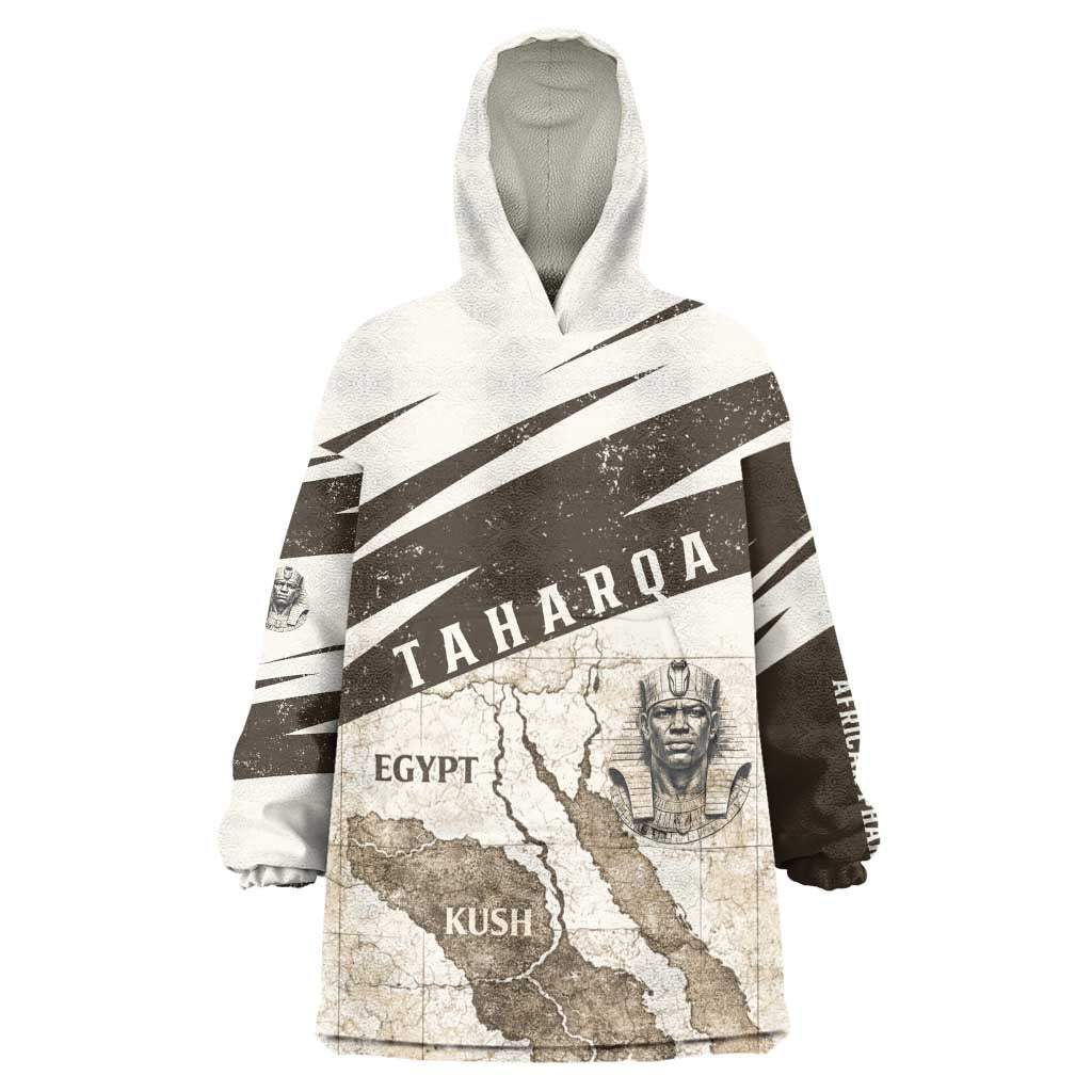 Taharqa Kid Wearable Blanket Hoodie with Ancient Map Illustration, King of Two Lands Title and Kush Egypt Temple - African Pride