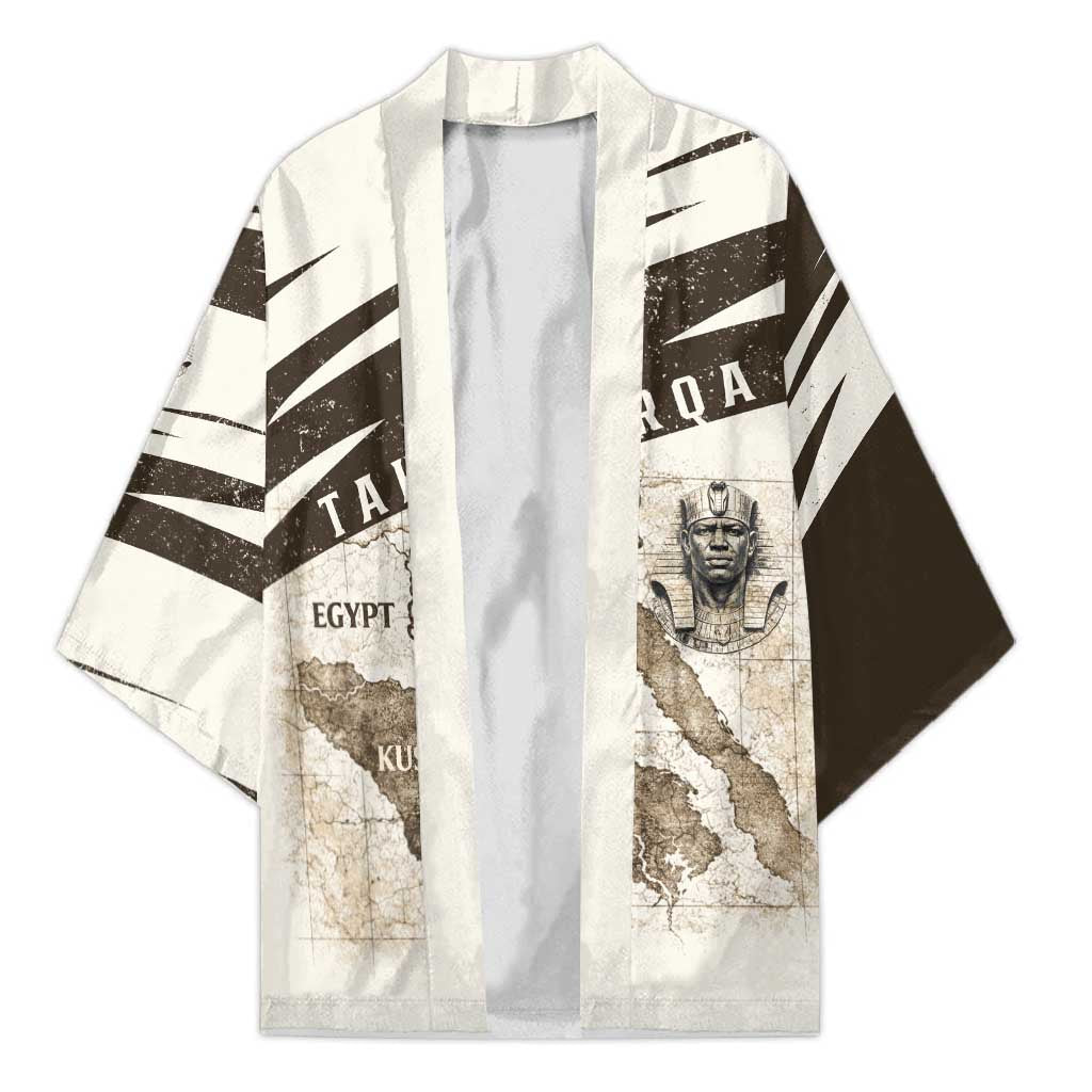 Taharqa Kimono with Ancient Map Illustration, King of Two Lands Title and Kush Egypt Temple - African Pride