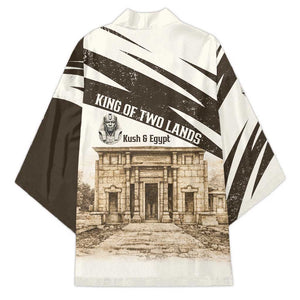 Taharqa Kimono with Ancient Map Illustration, King of Two Lands Title and Kush Egypt Temple - African Pride