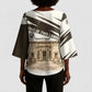 Taharqa Kimono Sleeve Blouse with Ancient Map Illustration, King of Two Lands Title and Kush Egypt Temple - African Pride