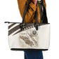 Taharqa Leather Tote Bag with Ancient Map Illustration, King of Two Lands Title and Kush Egypt Temple - African Pride