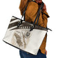 Taharqa Leather Tote Bag with Ancient Map Illustration, King of Two Lands Title and Kush Egypt Temple - African Pride