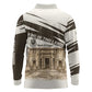Taharqa Long Sleeve Polo Shirt with Ancient Map Illustration, King of Two Lands Title and Kush Egypt Temple - African Pride