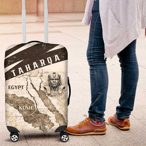 Taharqa Luggage Cover with Ancient Map Illustration, King of Two Lands Title and Kush Egypt Temple - African Pride