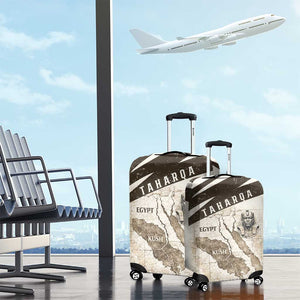 Taharqa Luggage Cover with Ancient Map Illustration, King of Two Lands Title and Kush Egypt Temple - African Pride