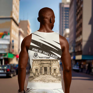 Taharqa Men Tank Top with Ancient Map Illustration, King of Two Lands Title and Kush Egypt Temple - African Pride