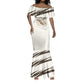 Taharqa Mermaid Dress with Ancient Map Illustration, King of Two Lands Title and Kush Egypt Temple - African Pride