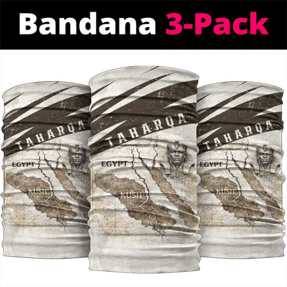 Taharqa Neck Gaiter with Ancient Map Illustration, King of Two Lands Title and Kush Egypt Temple - African Pride