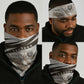 Taharqa Neck Gaiter with Ancient Map Illustration, King of Two Lands Title and Kush Egypt Temple - African Pride