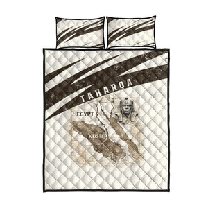 Taharqa Quilt Bed Set with Ancient Map Illustration, King of Two Lands Title and Kush Egypt Temple - African Pride