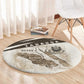 Taharqa Round Carpet with Ancient Map Illustration, King of Two Lands Title and Kush Egypt Temple - African Pride