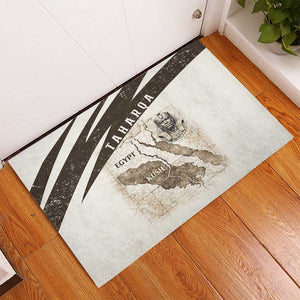 Taharqa Rubber Doormat with Ancient Map Illustration, King of Two Lands Title and Kush Egypt Temple - African Pride