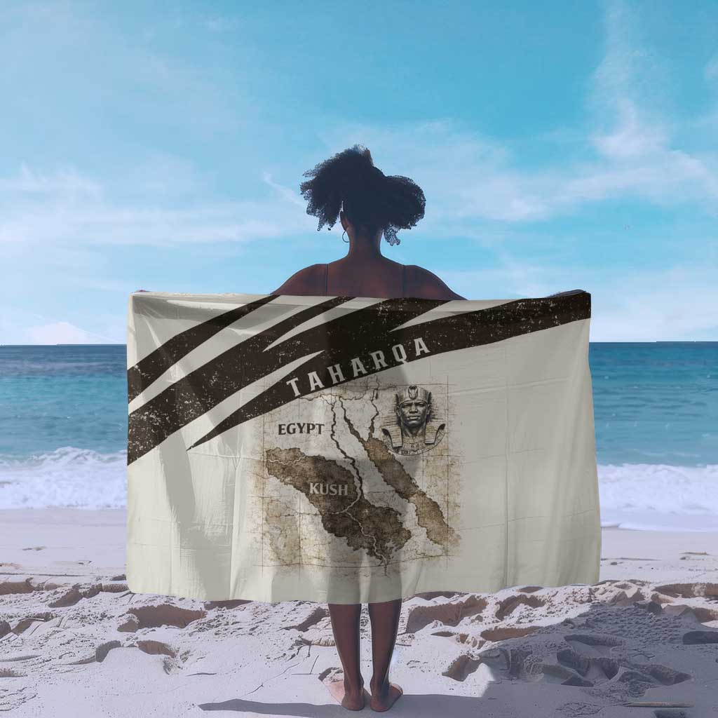 Taharqa Sarong with Ancient Map Illustration, King of Two Lands Title and Kush Egypt Temple - African Pride