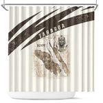Taharqa Shower Curtain with Ancient Map Illustration, King of Two Lands Title and Kush Egypt Temple - African Pride