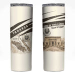 Taharqa Skinny Tumbler with Ancient Map Illustration, King of Two Lands Title and Kush Egypt Temple - African Pride