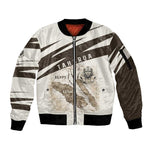 Taharqa Sleeve Zip Bomber Jacket with Ancient Map Illustration, King of Two Lands Title and Kush Egypt Temple - African Pride
