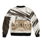 Taharqa Sleeve Zip Bomber Jacket with Ancient Map Illustration, King of Two Lands Title and Kush Egypt Temple - African Pride