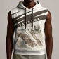 Taharqa Sleeveless Hoodie with Ancient Map Illustration, King of Two Lands Title and Kush Egypt Temple - African Pride