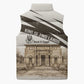 Taharqa Sleeveless Puffer Jacket with Ancient Map Illustration, King of Two Lands Title and Kush Egypt Temple - African Pride