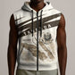 Taharqa Sleeveless Zip Hoodie with Ancient Map Illustration, King of Two Lands Title and Kush Egypt Temple - African Pride
