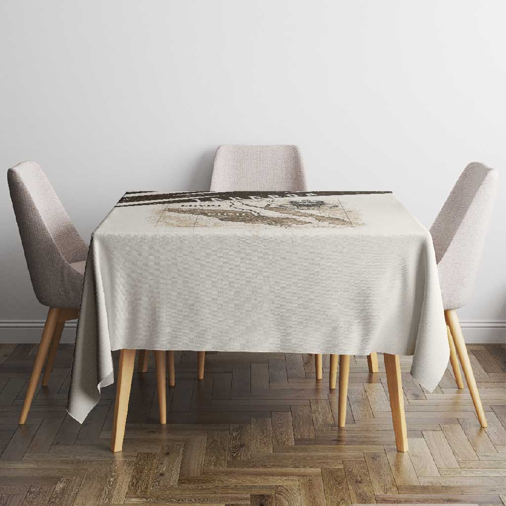 Taharqa Tablecloth with Ancient Map Illustration, King of Two Lands Title and Kush Egypt Temple - African Pride