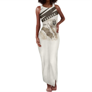 Taharqa Tank Maxi Dress with Ancient Map Illustration, King of Two Lands Title and Kush Egypt Temple - African Pride