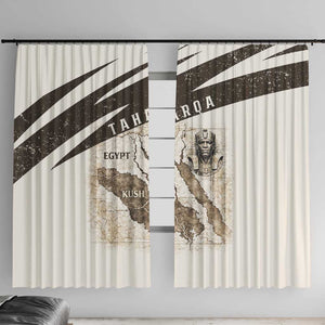 Taharqa Window Curtain with Ancient Map Illustration, King of Two Lands Title and Kush Egypt Temple - African Pride