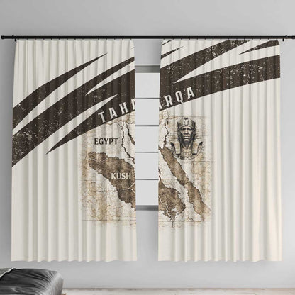 Taharqa Window Curtain with Ancient Map Illustration, King of Two Lands Title and Kush Egypt Temple - African Pride