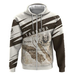 Taharqa Zip Hoodie with Ancient Map Illustration, King of Two Lands Title and Kush Egypt Temple - African Pride