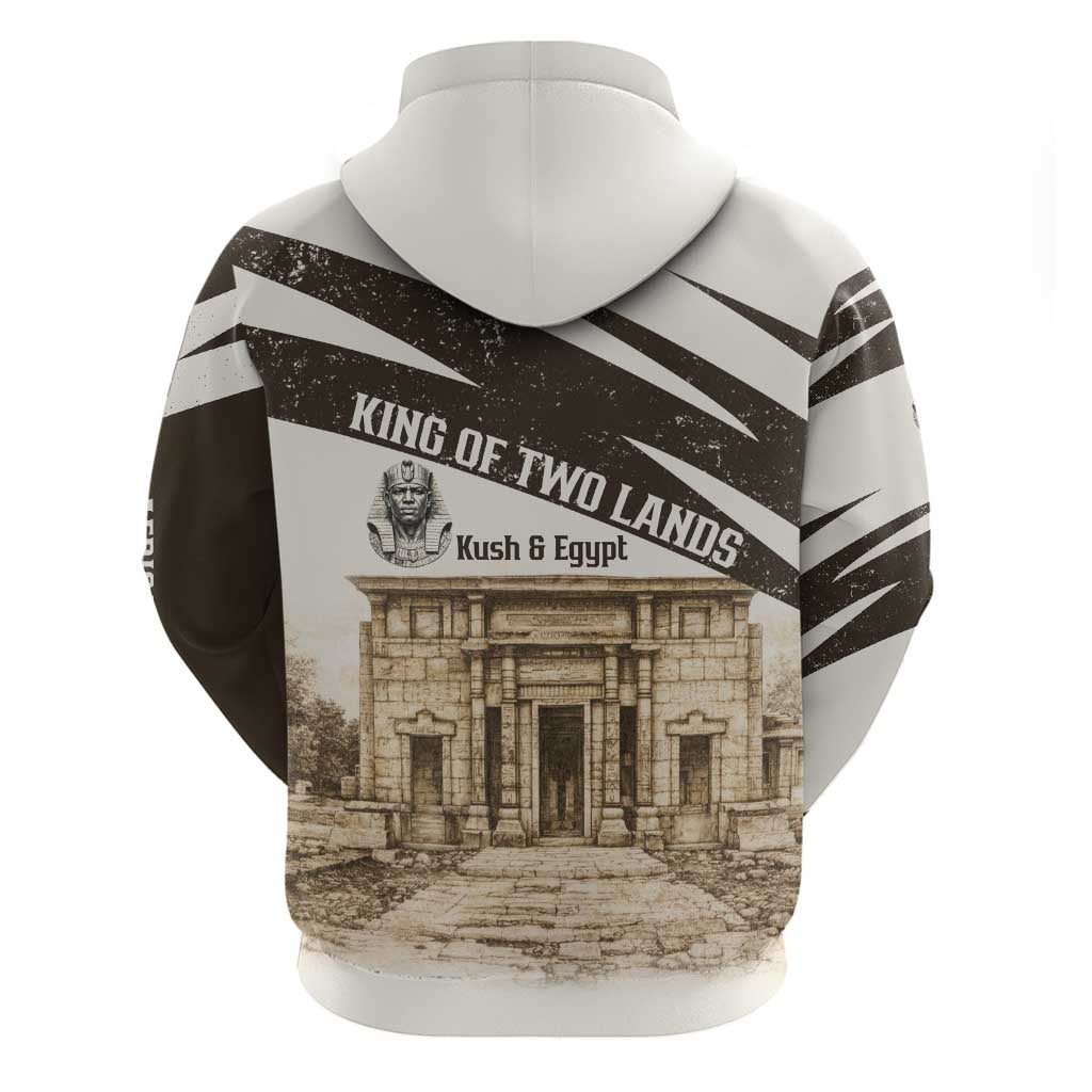 Taharqa Zip Hoodie with Ancient Map Illustration, King of Two Lands Title and Kush Egypt Temple - African Pride