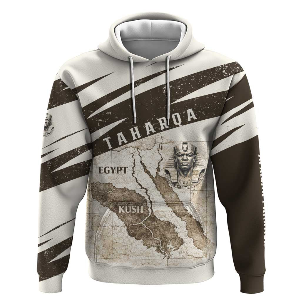 Taharqa Zip Hoodie with Ancient Map Illustration, King of Two Lands Title and Kush Egypt Temple - African Pride