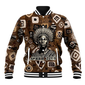 Shaka Zulu Baseball Jacket Monochrome Portrait Zulu Kingdom Heritage Unconquered Spirit Warrior Legacy Theme - African Pride
