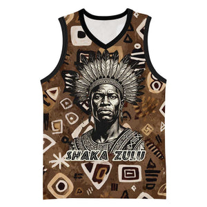 Shaka Zulu Basketball Jersey Monochrome Portrait Zulu Kingdom Heritage Unconquered Spirit Warrior Legacy Theme - African Pride