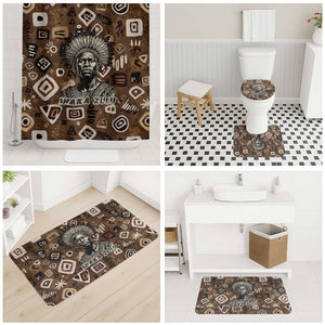 Shaka Zulu Bathroom Set Monochrome Portrait Zulu Kingdom Heritage Unconquered Spirit Warrior Legacy Theme - African Pride
