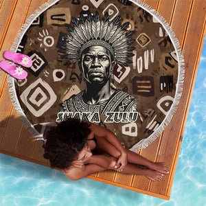 Shaka Zulu Beach Blanket Monochrome Portrait Zulu Kingdom Heritage Unconquered Spirit Warrior Legacy Theme - African Pride