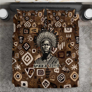 Shaka Zulu Bedding Set Monochrome Portrait Zulu Kingdom Heritage Unconquered Spirit Warrior Legacy Theme - African Pride
