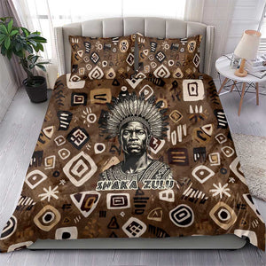 Shaka Zulu Bedding Set Monochrome Portrait Zulu Kingdom Heritage Unconquered Spirit Warrior Legacy Theme - African Pride