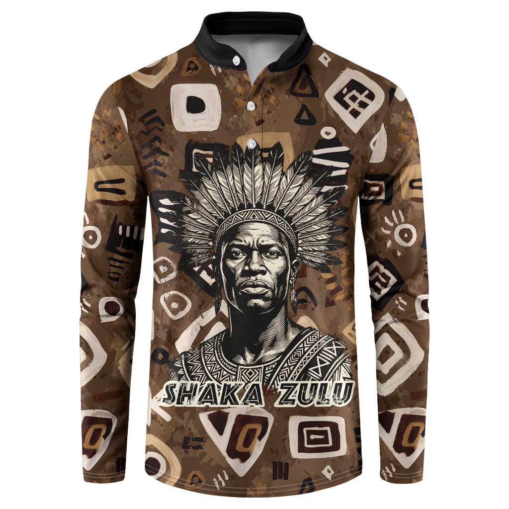 Shaka Zulu Button Sweatshirt Monochrome Portrait Zulu Kingdom Heritage Unconquered Spirit Warrior Legacy Theme