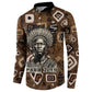 Shaka Zulu Button Sweatshirt Monochrome Portrait Zulu Kingdom Heritage Unconquered Spirit Warrior Legacy Theme
