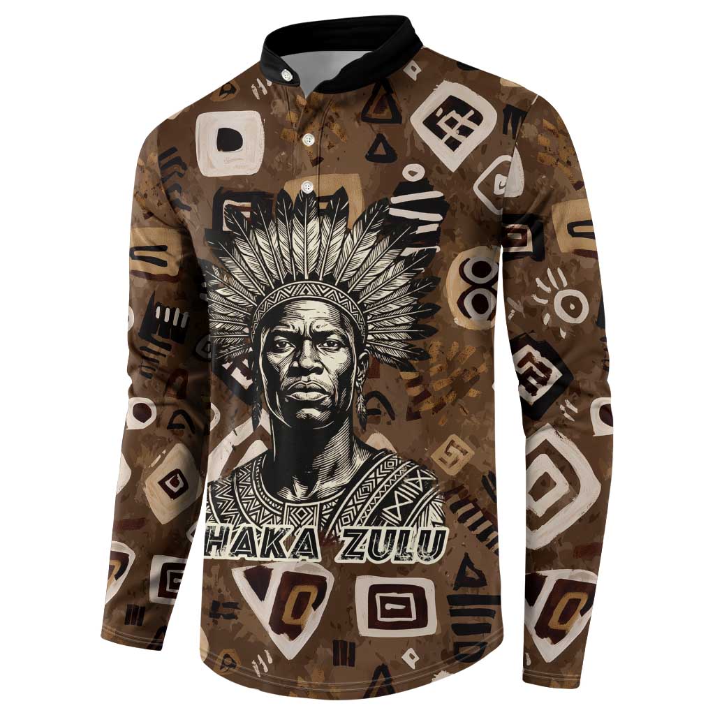 Shaka Zulu Button Sweatshirt Monochrome Portrait Zulu Kingdom Heritage Unconquered Spirit Warrior Legacy Theme